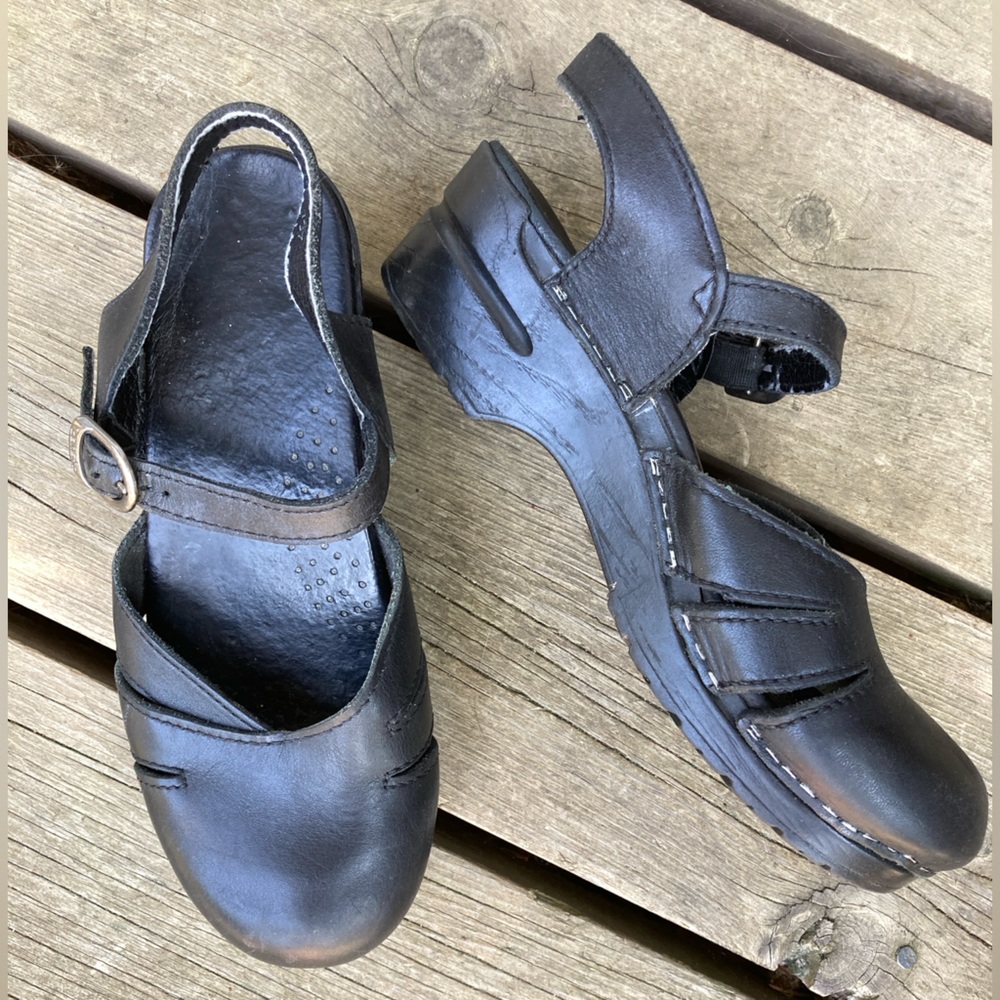 DANSKO Shoes MARGRETE Clogs Professional Mules Leather Black Size 38  7.5 - 8